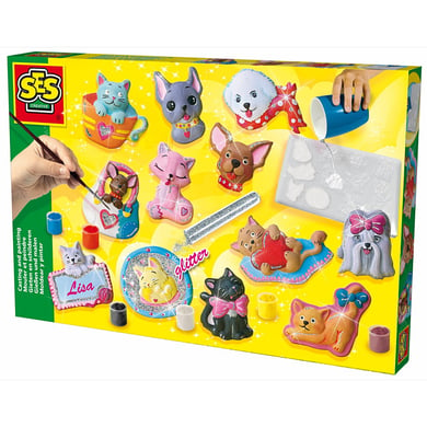 ses creative plaster casting set perros y gatos