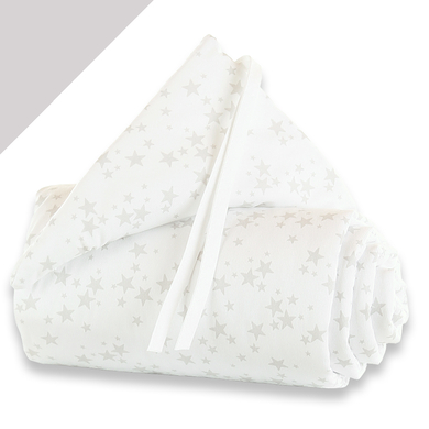 babybay® Tour de lit cododo piqué Midi/Mini étoiles, gris nacré 157x25 cm