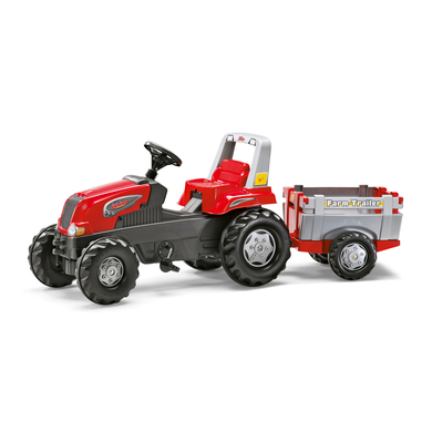 Levně ROLLY TOYS šlapací traktor Rolly Junior RT s vlečkou červeno-šedý 800261