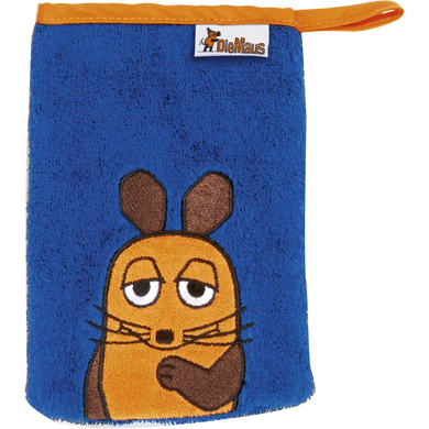 Playshoes Gant de toilette enfant éponge La souris bleu marine 15x20 cm
