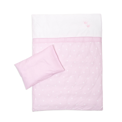 Image of Träumeland Set biancheria lettino 2 pezzi Corona rosa 100 x 135 cm