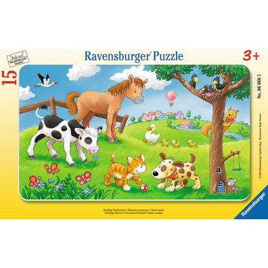 Image of Ravensburger frame puzzle - coccolone amanti degli animali, 15 pezzi