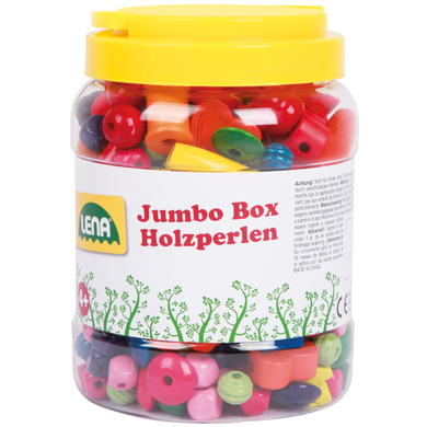 LENA® Jeu d'enfilage perles Jumbo Box bois 32044