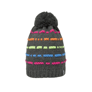 DÖLL Bonnet à pompon tricoté, mélange anthracite/multicolore