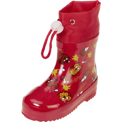 Playshoes Bottes enfant animaux de forêt caoutchouc rouge