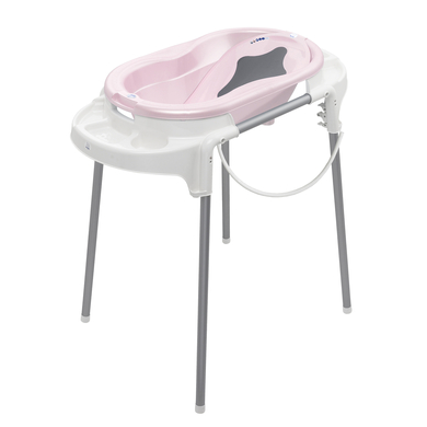 Rotho Babydesign Set bain baignoire bébé sur pieds TOP, rose pâle nacré