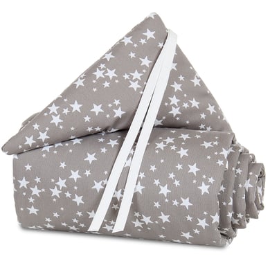 Protector acolchado para cuna babybay Maxi Taupe estrellas blancas