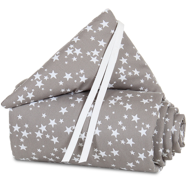 babybay Tour de lit bébé piqué Maxi taupe étoiles blanc 168x24 cm