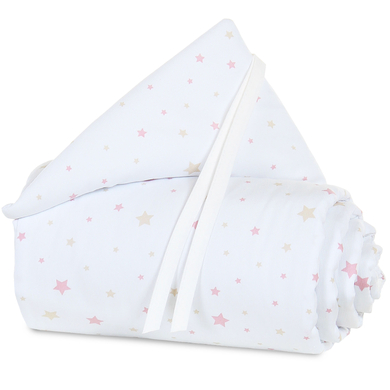 babybay Tour de lit bébé piqué Maxi mélange étoiles sand/rose 168x24 cm