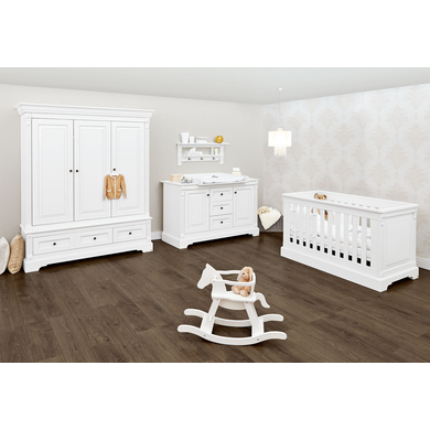 Pinolino Chambre bébé trio lit commode armoire 3 portes Emilia bois extra...