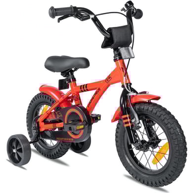 PROMETHEUS BICYCLES® Bicicleta para niños 12'' rojo-negro Red Hawk con ruedines