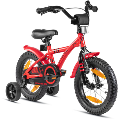 Bilde av Prometheus Bicycles ® Hawk Barnesykkel 14 , Rød-svart Med Støttehjul