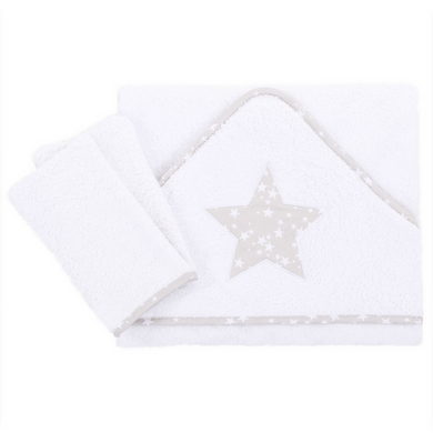 babybay Serviette bébé étoile gris nacré