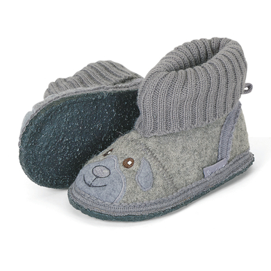 Sterntaler zapatillas de fieltro motivo bordado gris ahumado