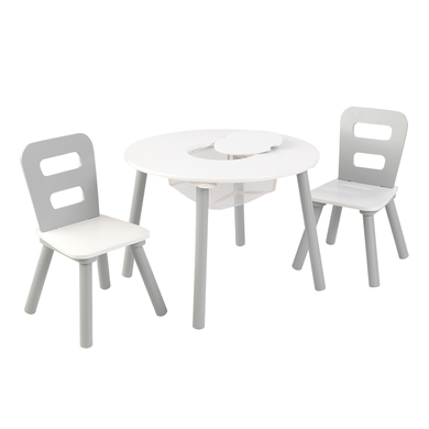 KidKraft® Ensemble table 2 chaises enfant bois, blanc/gris 26166