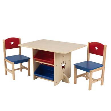 Levně KidKraft® Dětský stůl Star se dvěma židličkami a boxy