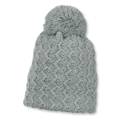Sterntaler Stickad mössa bobble silver melange