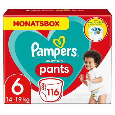 Pampers Couches culottes Baby Dry Pants taille 6 pack mensuel 14-19 kg 116 pcs