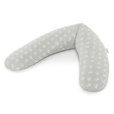 THERALINE Coussin d'allaitement Comfort, housse coeurs gris