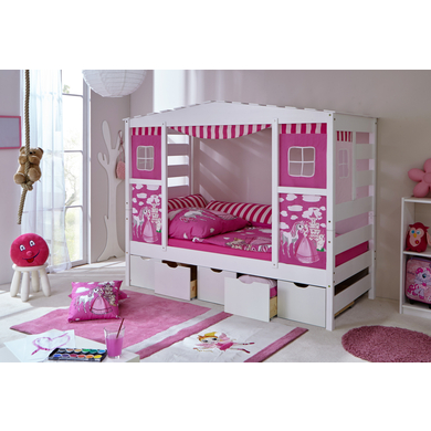 Image of TICAA Letto casetta Horse rosa Var 2 con 5 cassetti059