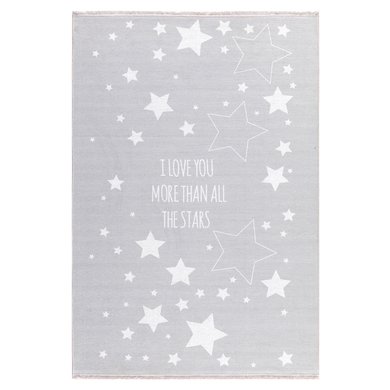 LIVONE Tapis enfant Happy Rugs Love you Stars, gris/blanc 100x160 cm