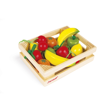 Janod® Cagette enfant 12 fruits, bois