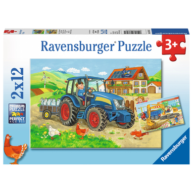 Levně Ravensburger Puzzle 2x12 kusů - staveniště a farma