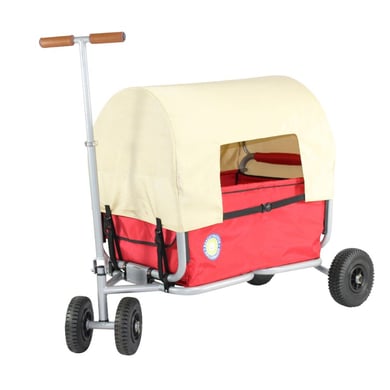 BEACHTREKKER Carretilla de mano plegable LiFe, rojo con freno de estacionamiento y capota