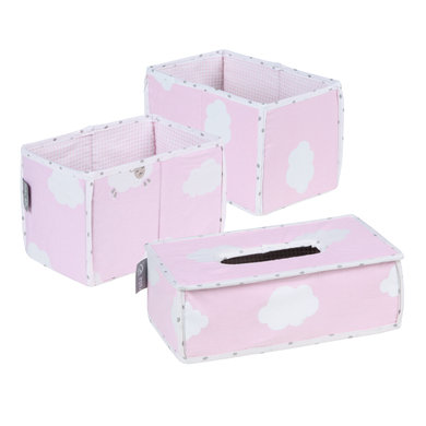 roba Boîtes de rangement lange petit nuage rose, 3 pièces