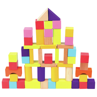 Bino Jeu blocs en bois, multicolore, 50 pièces