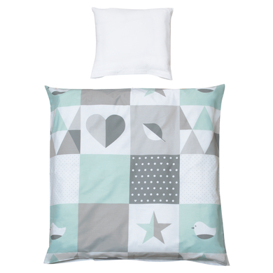 roba Parure de berceau 2 pièces happy patch vert menthe 80x80 cm