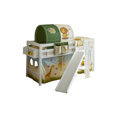 TiCAA Lit toboggan mezzanine enfant Tino blanc safari