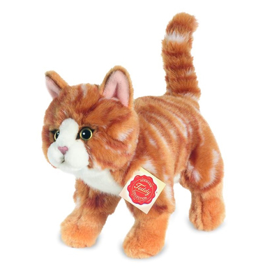 HERMANN® Teddy Peluche chat tigré rouge debout, 20 cm
