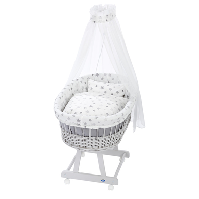 Alvi® Moseskorg Birthe vit 777-9 Stars silvergrey
