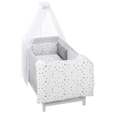 Alvi® Parure de lit enfant étoiles gris argenté exclusif, 3 pièces 100x135 cm