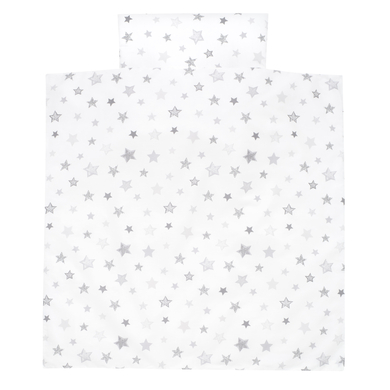 Alvi® Parure de lit enfant étoiles gris argenté exclusif, 80x80 cm