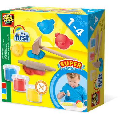 SES Creative® Pâte à modeler My first et outils enfant bois 3 x 90 g