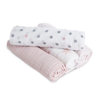 Aden by Aden+Anais® Langes doll rose 112x112 cm, lot 4 pièces