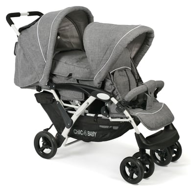 CHIC 4 BABY Passeggino fratellare DUO Melange grigio-bianco
