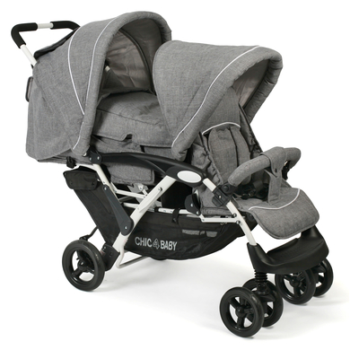 CHIC 4 BABY Poussette double inline DUO Melange gris-blanc