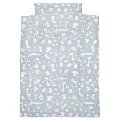 Alvi® Parure de lit enfant zoo bleu poudré, 100x135 cm