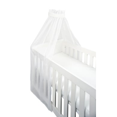 SONNE Ciel de lit enfant uni voile à bande blanc 160x240 cm