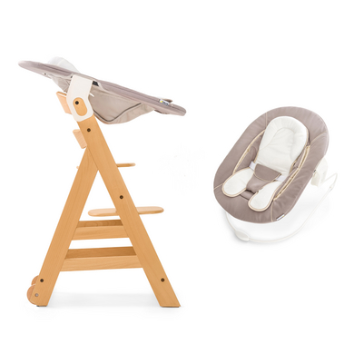 hauck Hochstuhl Beta Plus Natur inklusive Bouncer Stretch Beige
