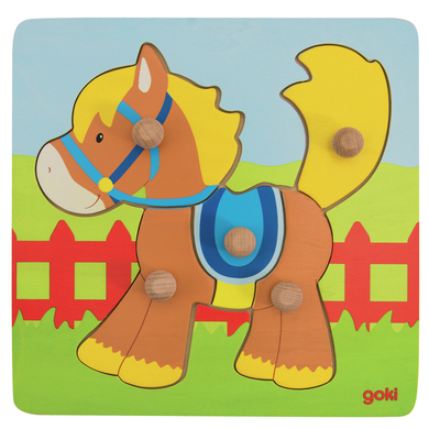goki Puzzle à enficher cheval bois, 5 pièces