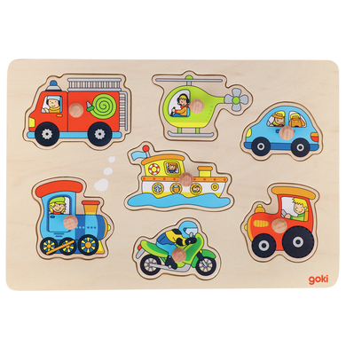 Image of goki Puzzle in legno Veicoli di trasporto, 7 pezzi
