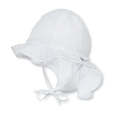 Sterntaler Cappellino con visiera e lacci, bianco