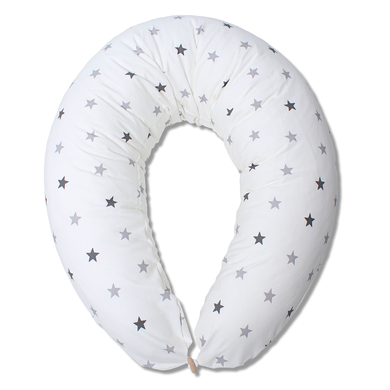 HOBEA Coussin d'allaitement coton étoiles gris blanc
