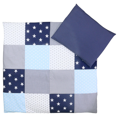Image of Ullenboom Set Biancheria da letto per neonato blu/azzurro grigio 80 x 80 cm + 35 x 40 cm