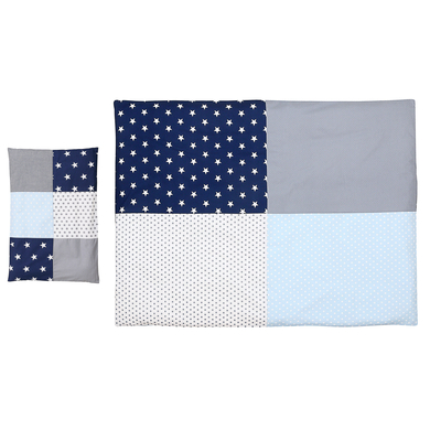 Levně Ullenboom dětské ložní prádlo - set modrá/světle modrá/šedá 135 x 100 cm + 40 x 60 cm