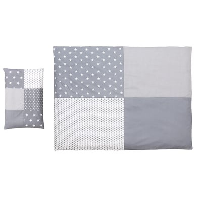 Ullenboom Conjunto de ropa de cama para niños Estrellas Gris 135 x 100 cm + 40 x 60 cm